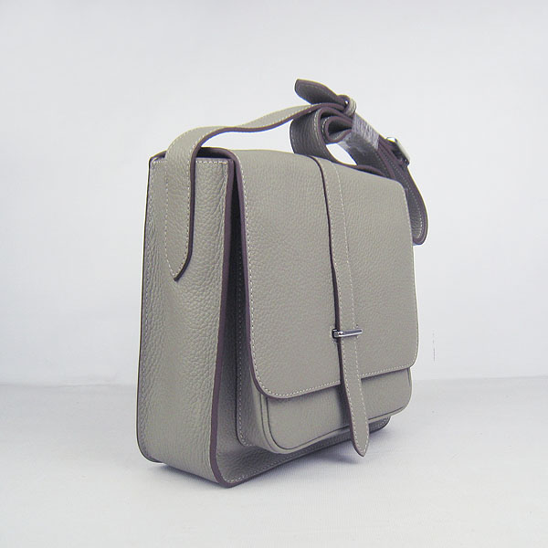 7A Hermes Togo Leather Messenger Bag Grey h2811 Replica - Click Image to Close